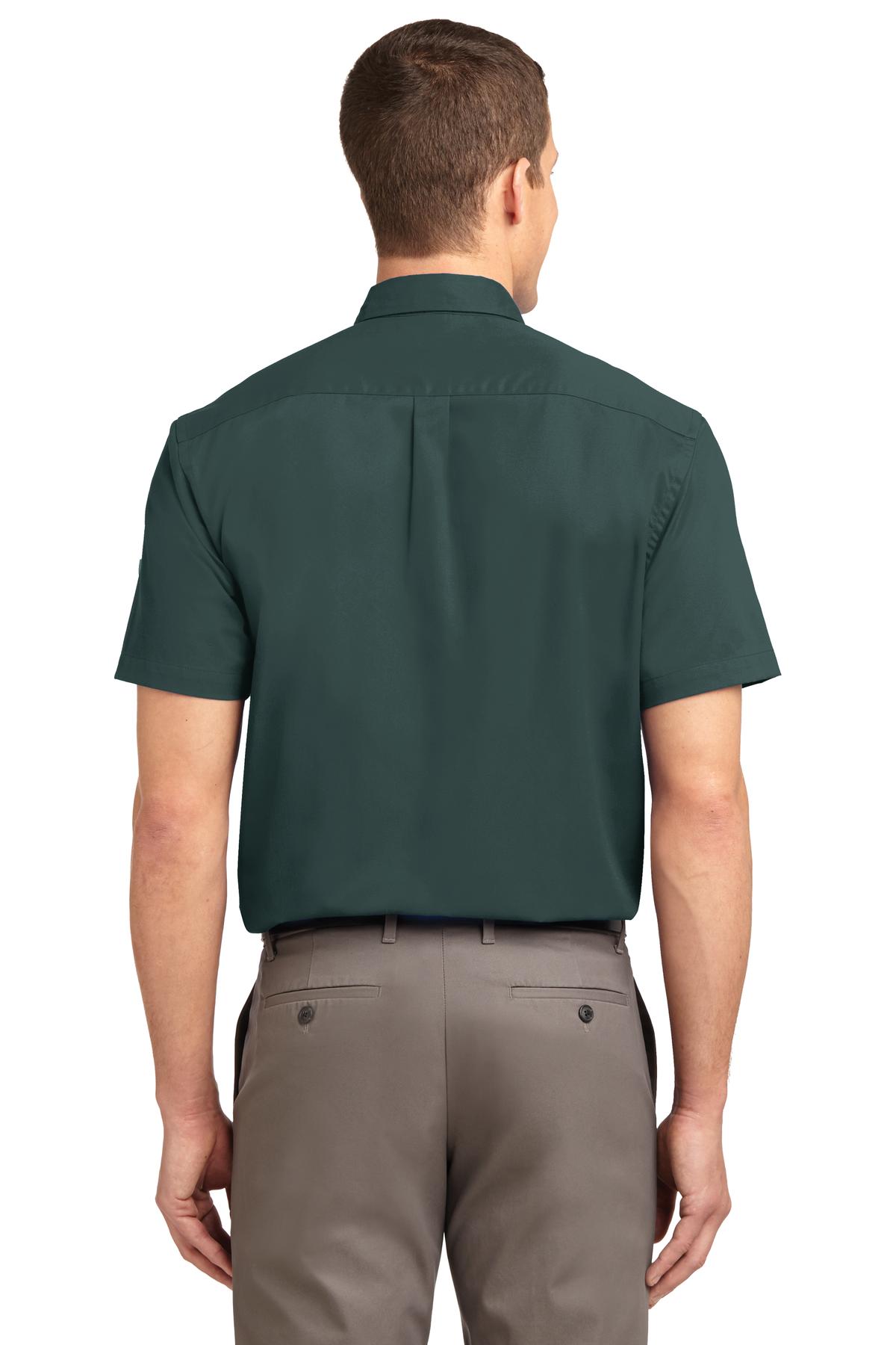 Custom Embroidered Port Authority Tall Short Sleeve Easy Care Shirt. TLS508,Dark Green/ Navy