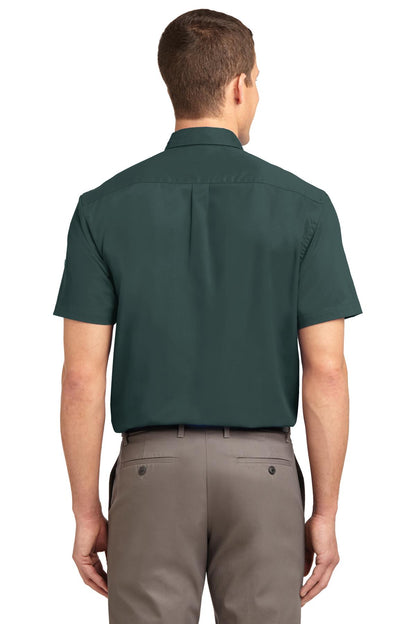 Custom Embroidered Port Authority Tall Short Sleeve Easy Care Shirt. TLS508,Dark Green/ Navy