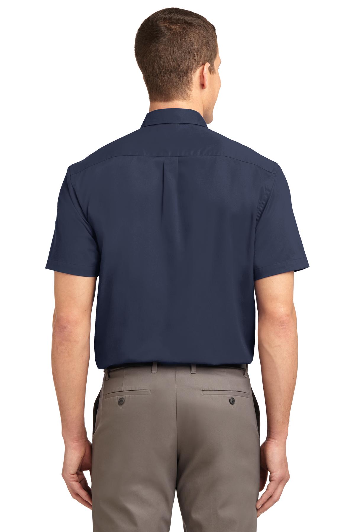Custom Embroidered Port Authority Tall Short Sleeve Easy Care Shirt. TLS508,Navy/ Light Stone