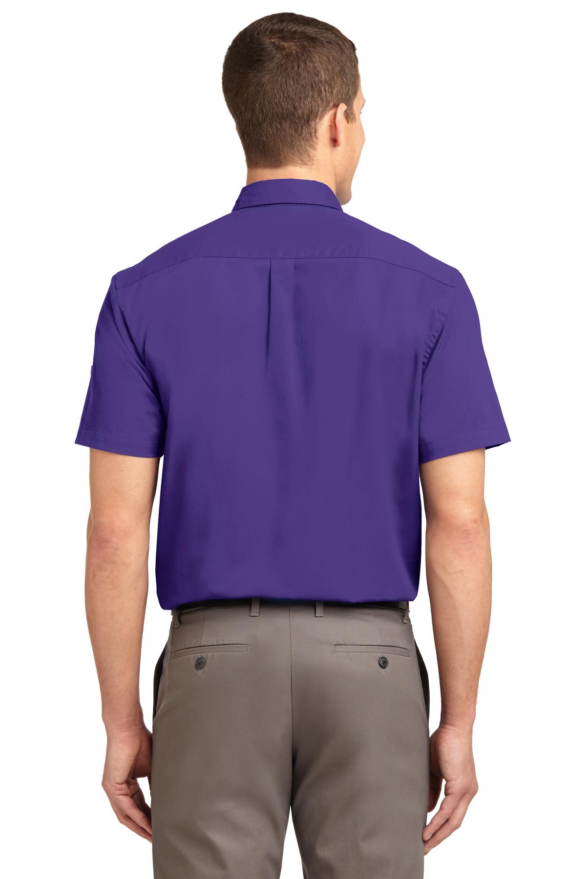 Custom Embroidered Port Authority Tall Short Sleeve Easy Care Shirt. TLS508,Purple/ Light Stone