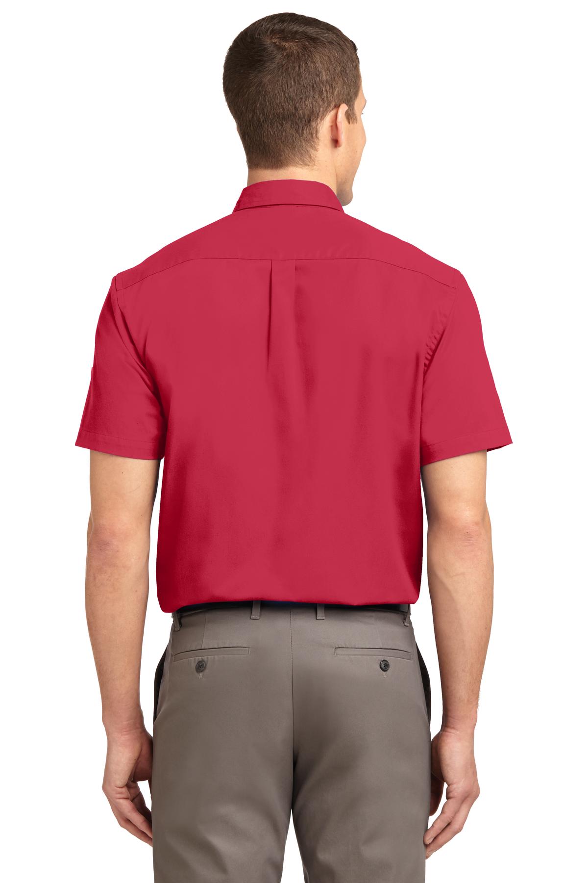 Custom Embroidered Port Authority Tall Short Sleeve Easy Care Shirt. TLS508,Red/ Light Stone