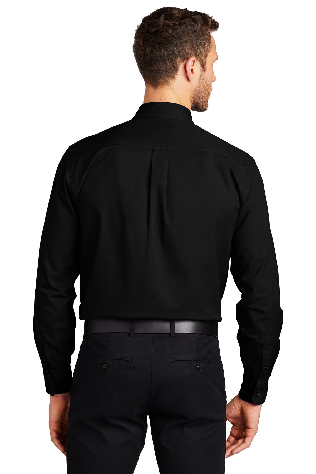 Custom Embroidered Port Authority Tall Long Sleeve Twill Shirt.  TLS600T,Black