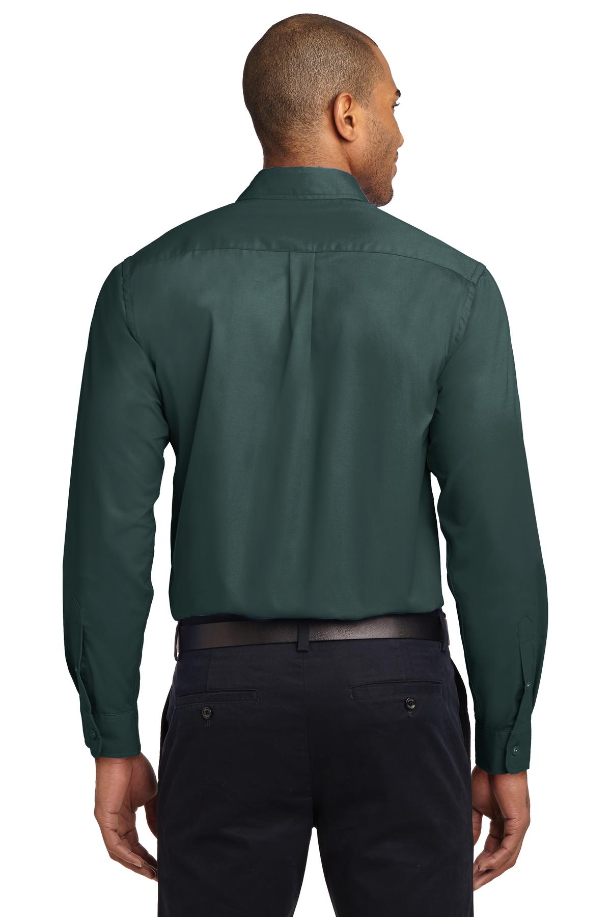 Custom Embroidered Port Authority Tall Long Sleeve Easy Care Shirt.  TLS608,Dark Green/ Navy