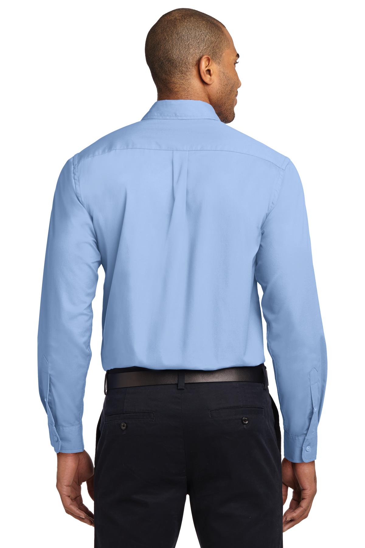 Custom Embroidered Port Authority Tall Long Sleeve Easy Care Shirt.  TLS608,Light Blue/ Light Stone