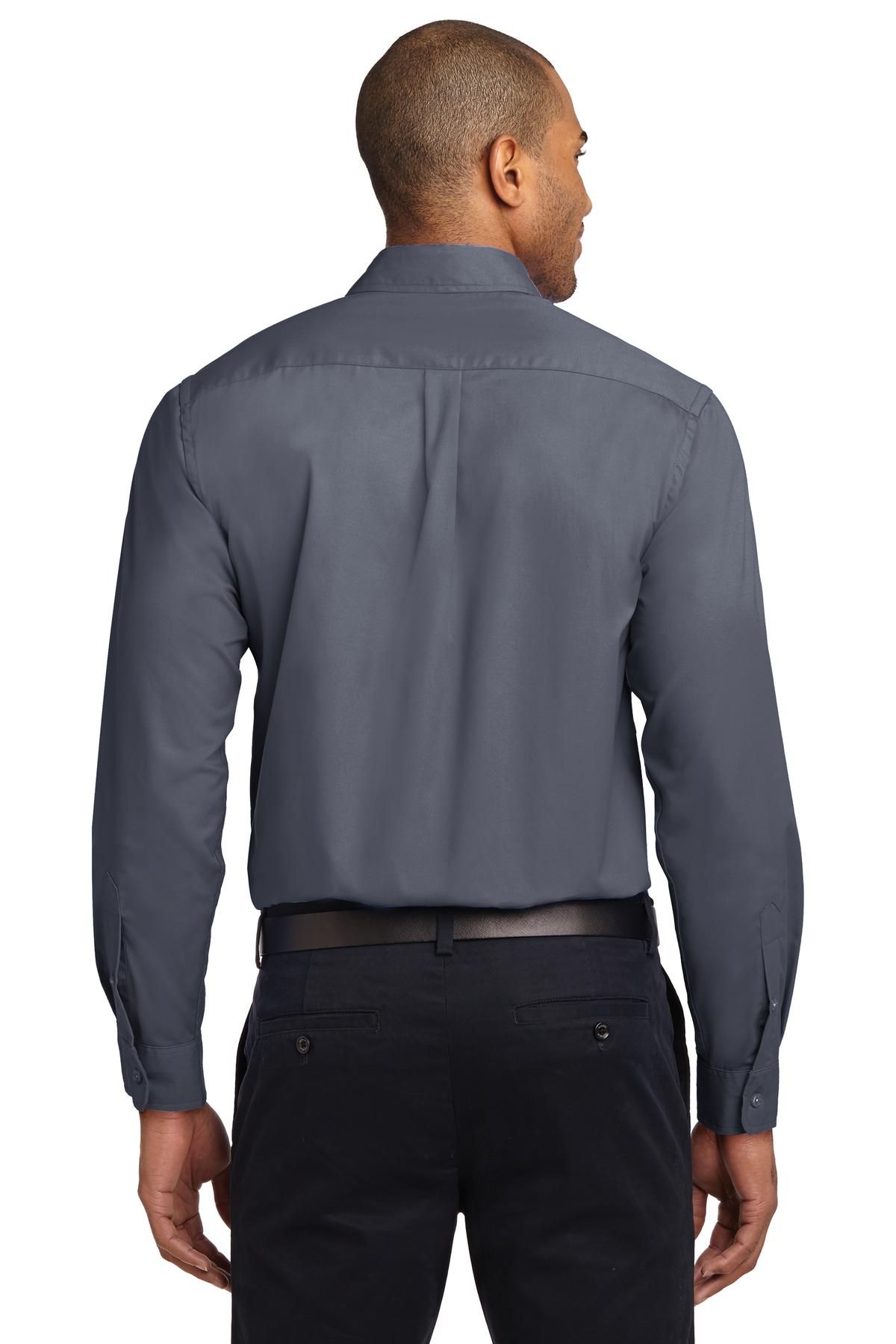 Custom Embroidered Port Authority Tall Long Sleeve Easy Care Shirt.  TLS608,Steel Grey/ Light Stone
