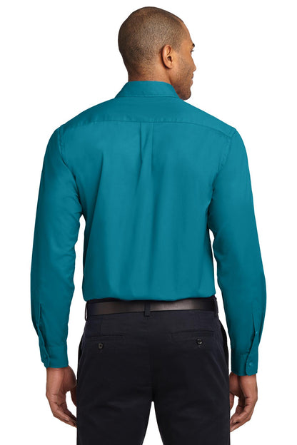 Custom Embroidered Port Authority Tall Long Sleeve Easy Care Shirt.  TLS608,Teal Green