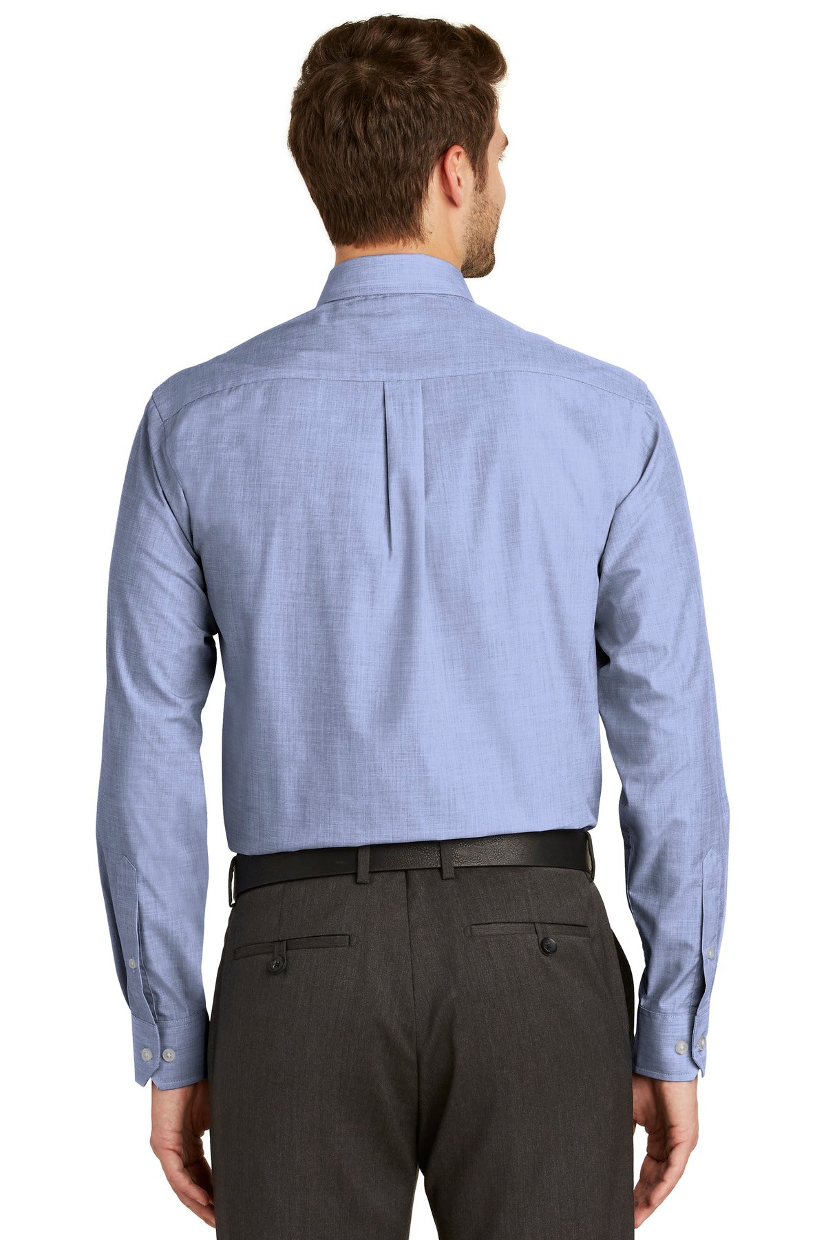 Custom Embroidered Port Authority Tall Crosshatch Easy Care Shirt. TLS640,Chambray Blue