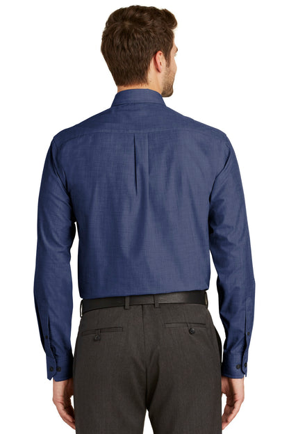 Custom Embroidered Port Authority Tall Crosshatch Easy Care Shirt. TLS640,Deep Blue