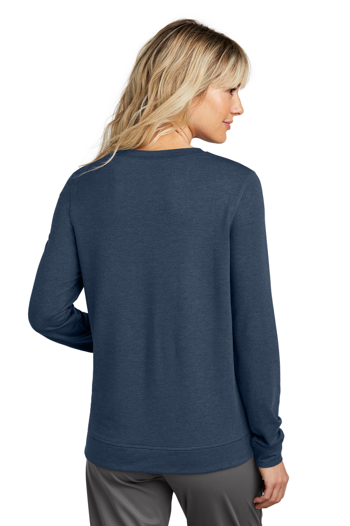 Custom Embroidered TravisMathew Women's Long Weekend Crew TM1LD003,Blue Nights Heather