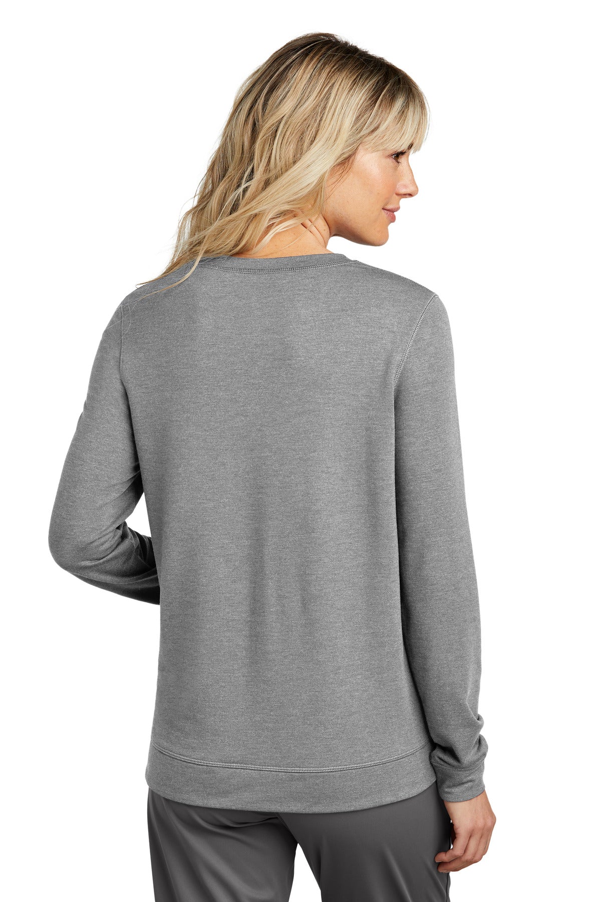 Custom Embroidered TravisMathew Women's Long Weekend Crew TM1LD003,Light Grey Heather