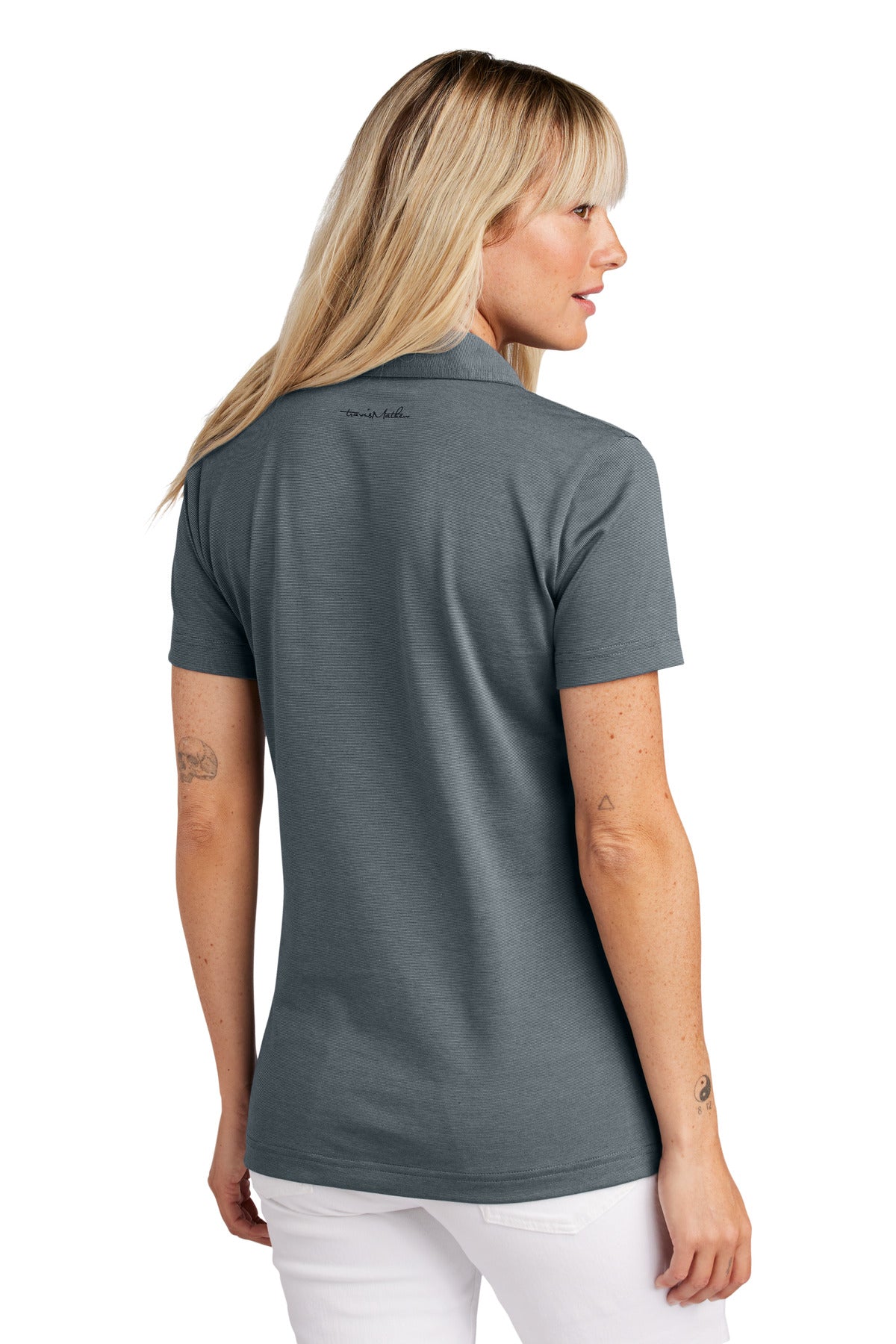 Custom Embroidered TravisMathew Polos/Knits in Blue Nights Heather