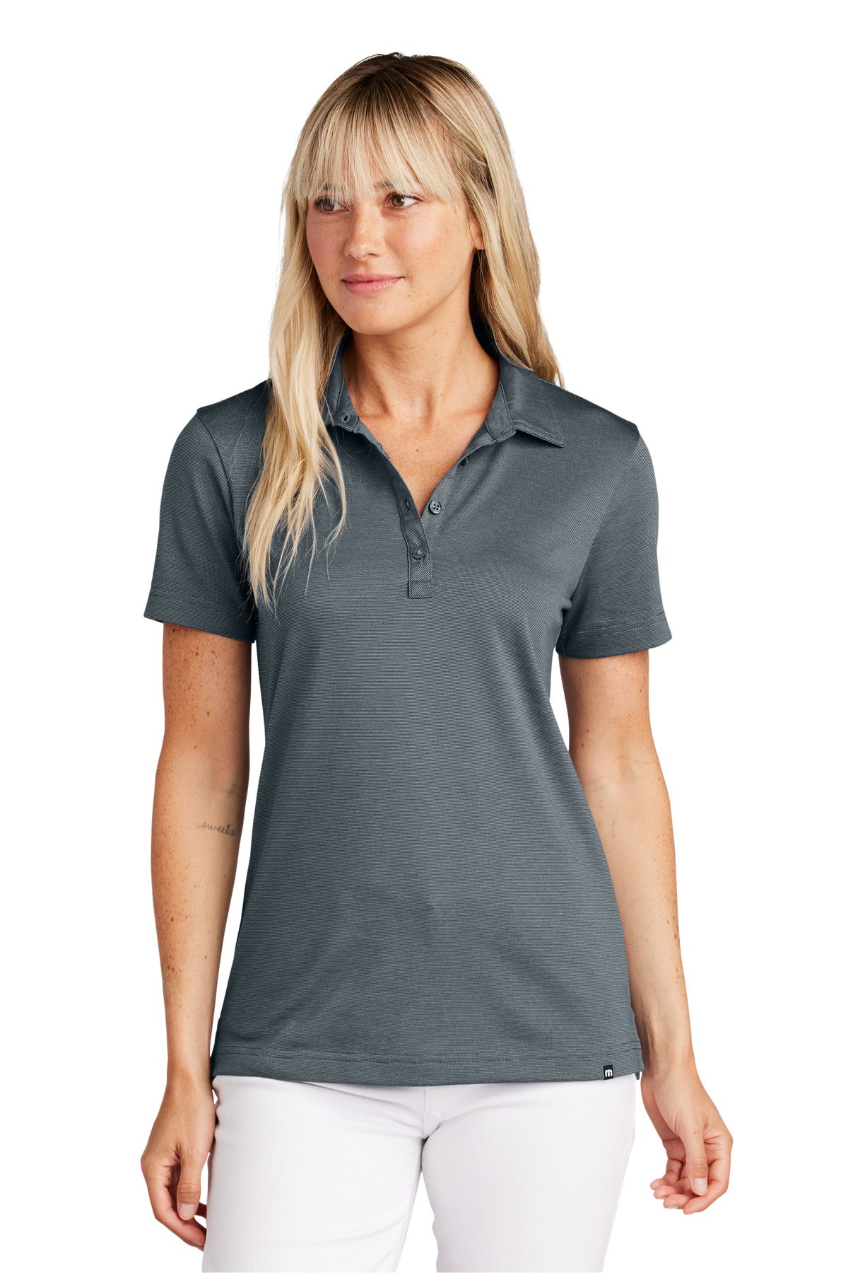 Custom Embroidered TravisMathew Polos/Knits in Blue Nights Heather