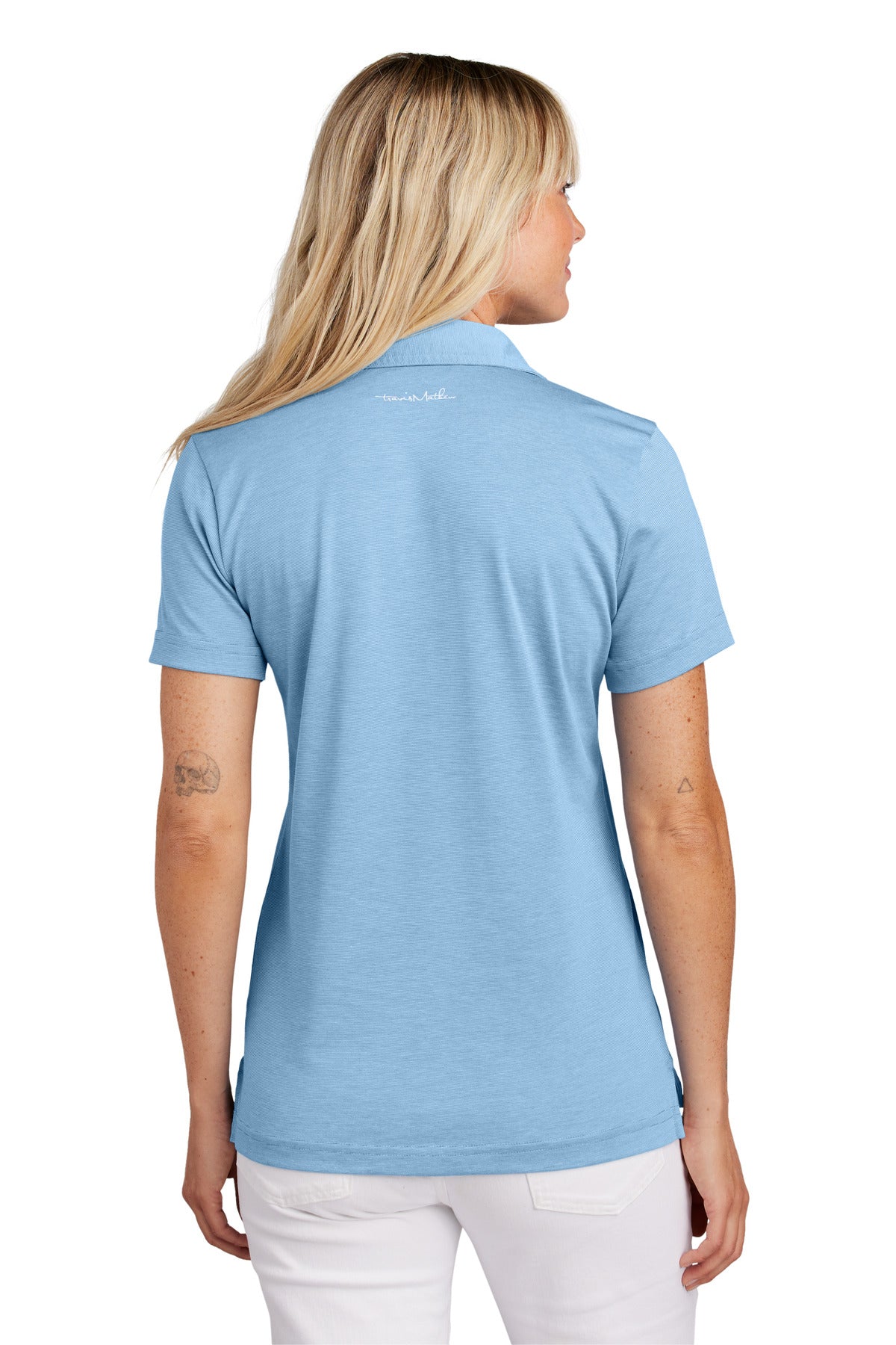 Custom Embroidered TravisMathew Polos/Knits in Strong Blue Heather