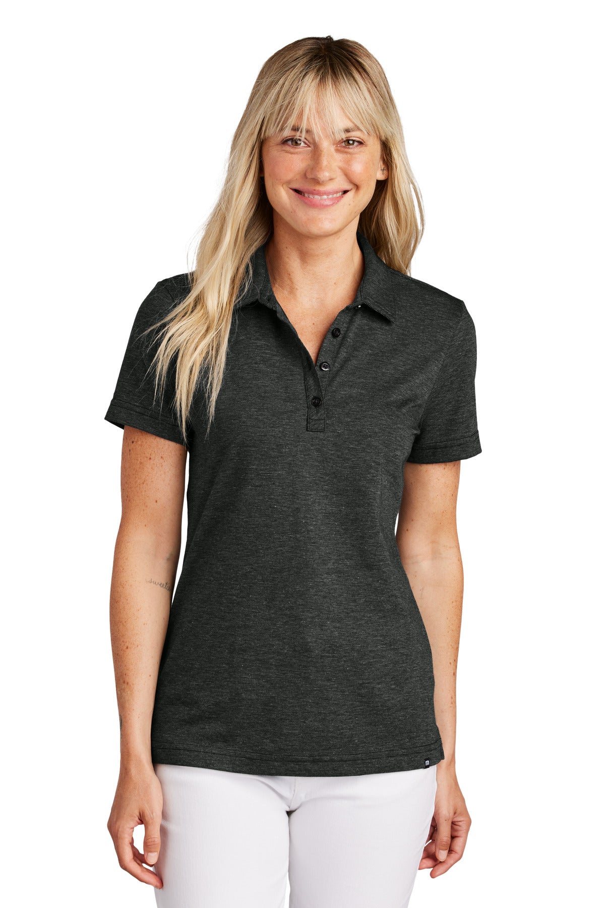 Custom Embroidered TravisMathew Polos/Knits in Black Heather