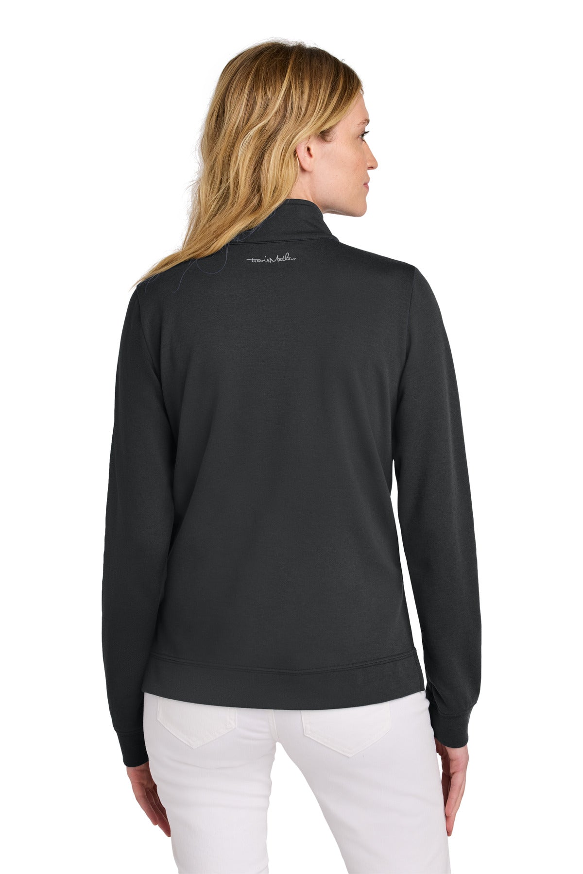 Custom Embroidered TravisMathew Women's Coveside 1/2-Zip TM1LD007,Black