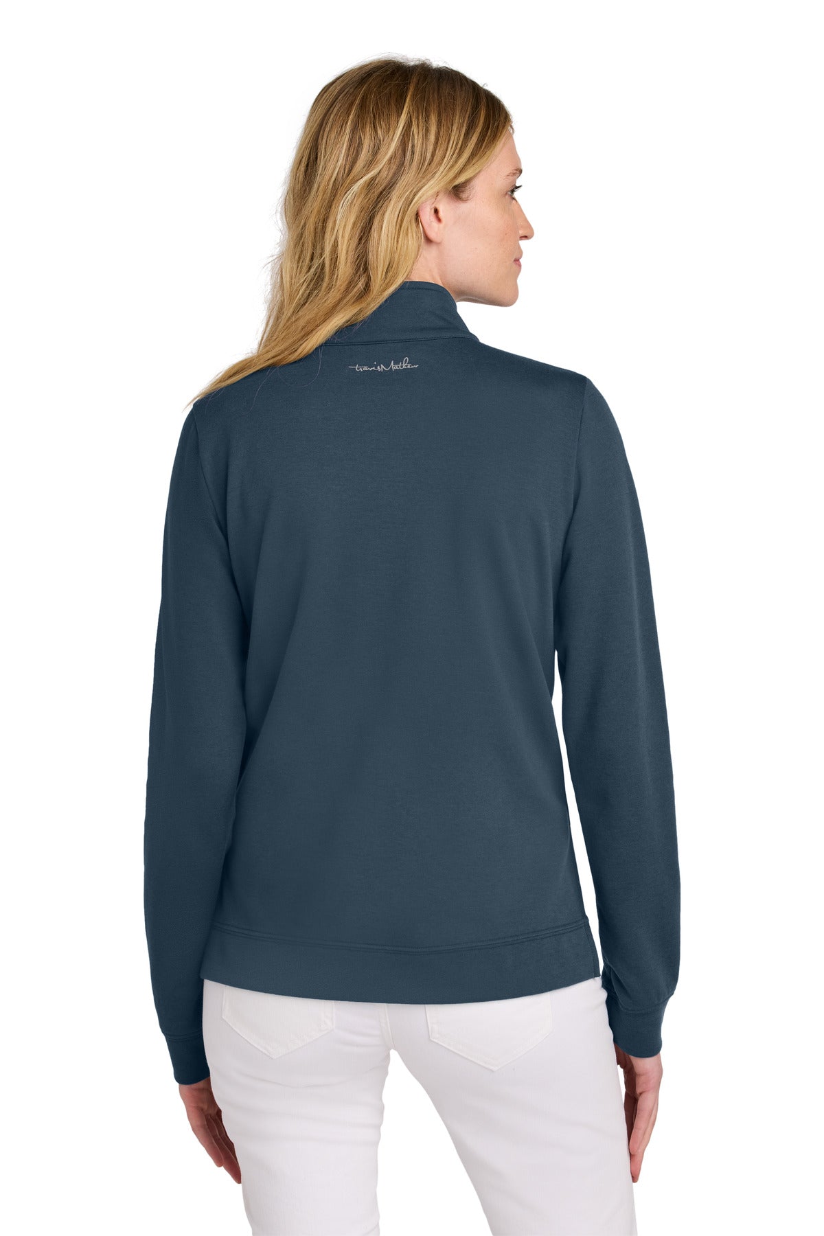 Custom Embroidered TravisMathew Women's Coveside 1/2-Zip TM1LD007,Blue Nights