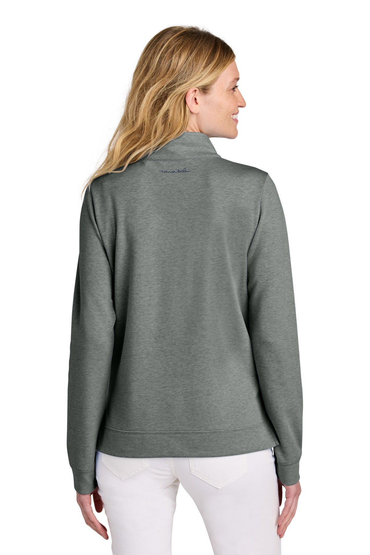 Custom Embroidered TravisMathew Women's Coveside 1/2-Zip TM1LD007,Dark Grey Heather