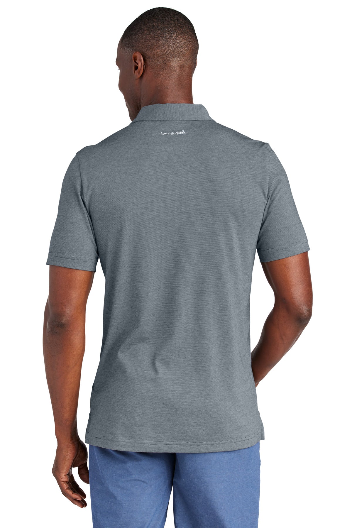 Custom Embroidered TravisMathew Polos/Knits in Blue Nights Heather