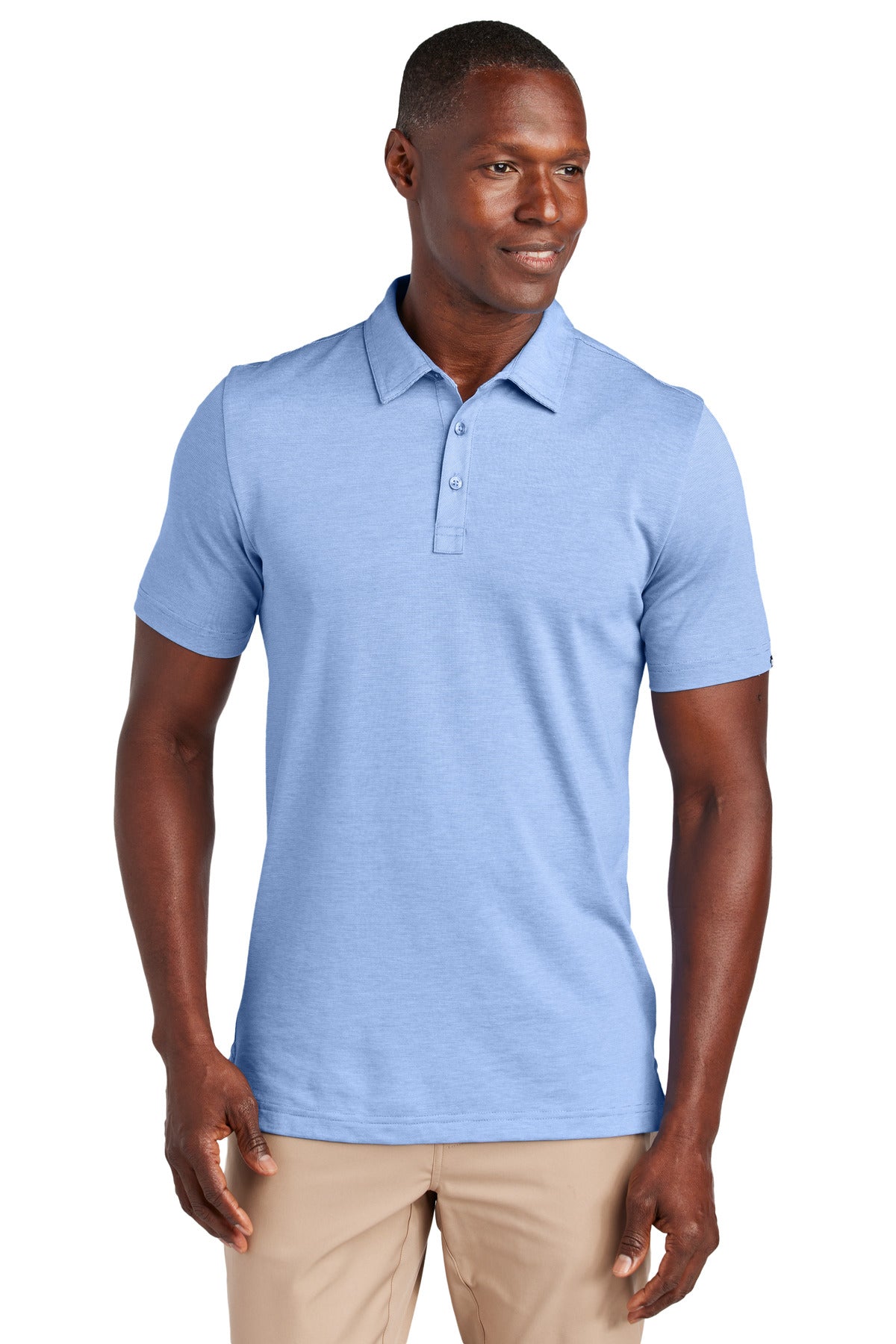Custom Embroidered TravisMathew Polos/Knits in Strong Blue Heather