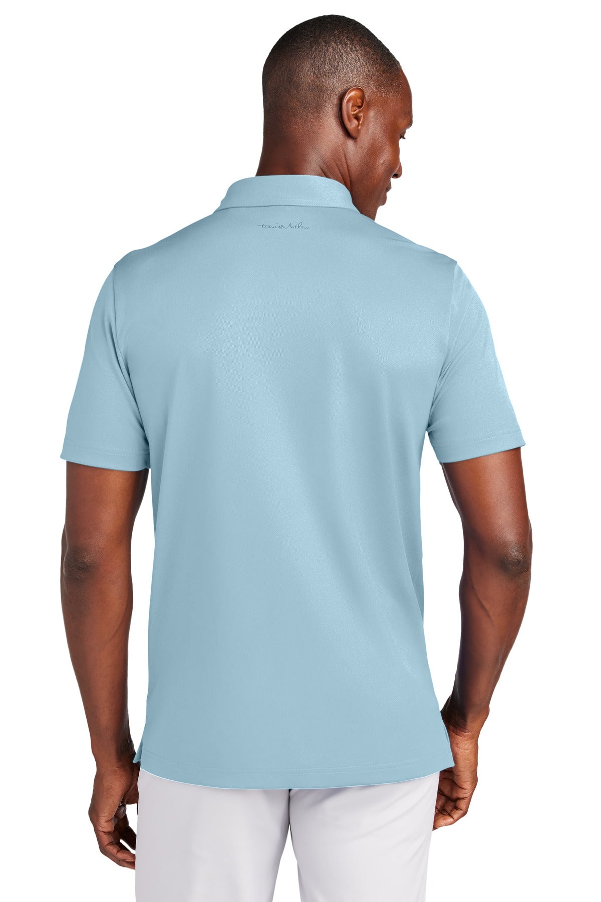 Custom Embroidered TravisMathew Polos/Knits in Light Denim Blue