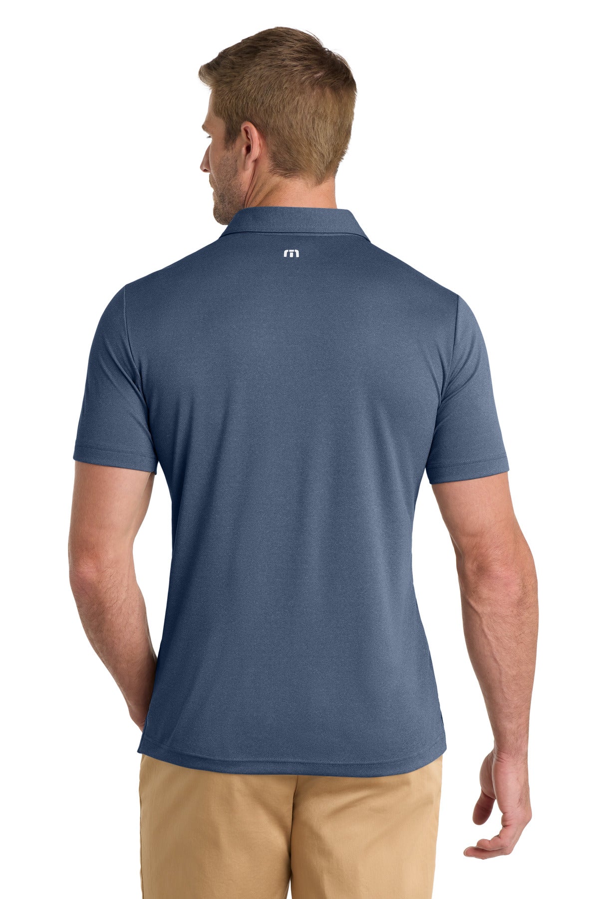 Custom Embroidered TravisMathew Coto Performance Polo. TM1MU410,Vintage Indigo/ Black