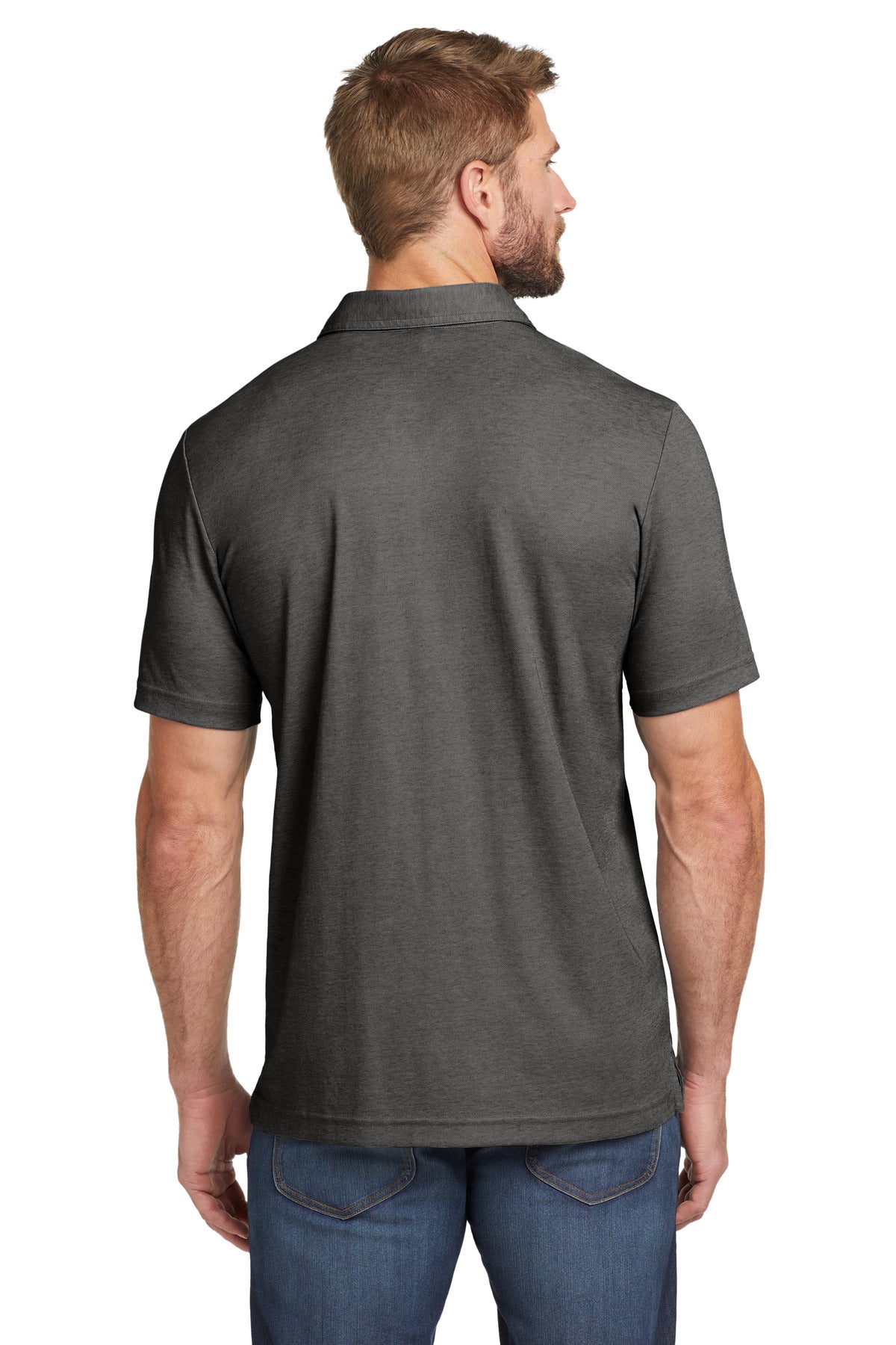 Custom Embroidered TravisMathew Oceanside Heather Polo. TM1MU412,Black Heather