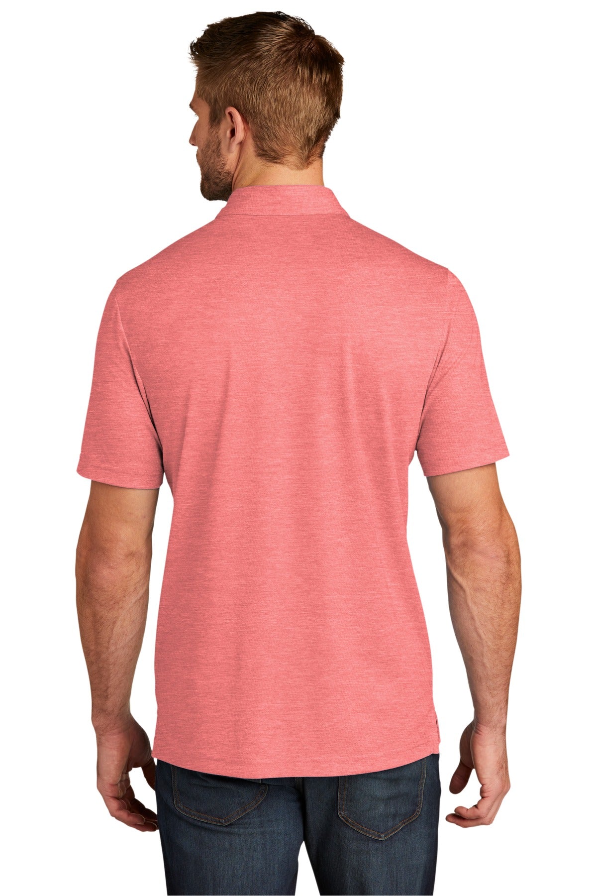 Custom Embroidered TravisMathew Oceanside Heather Polo. TM1MU412,Cardinal Heather