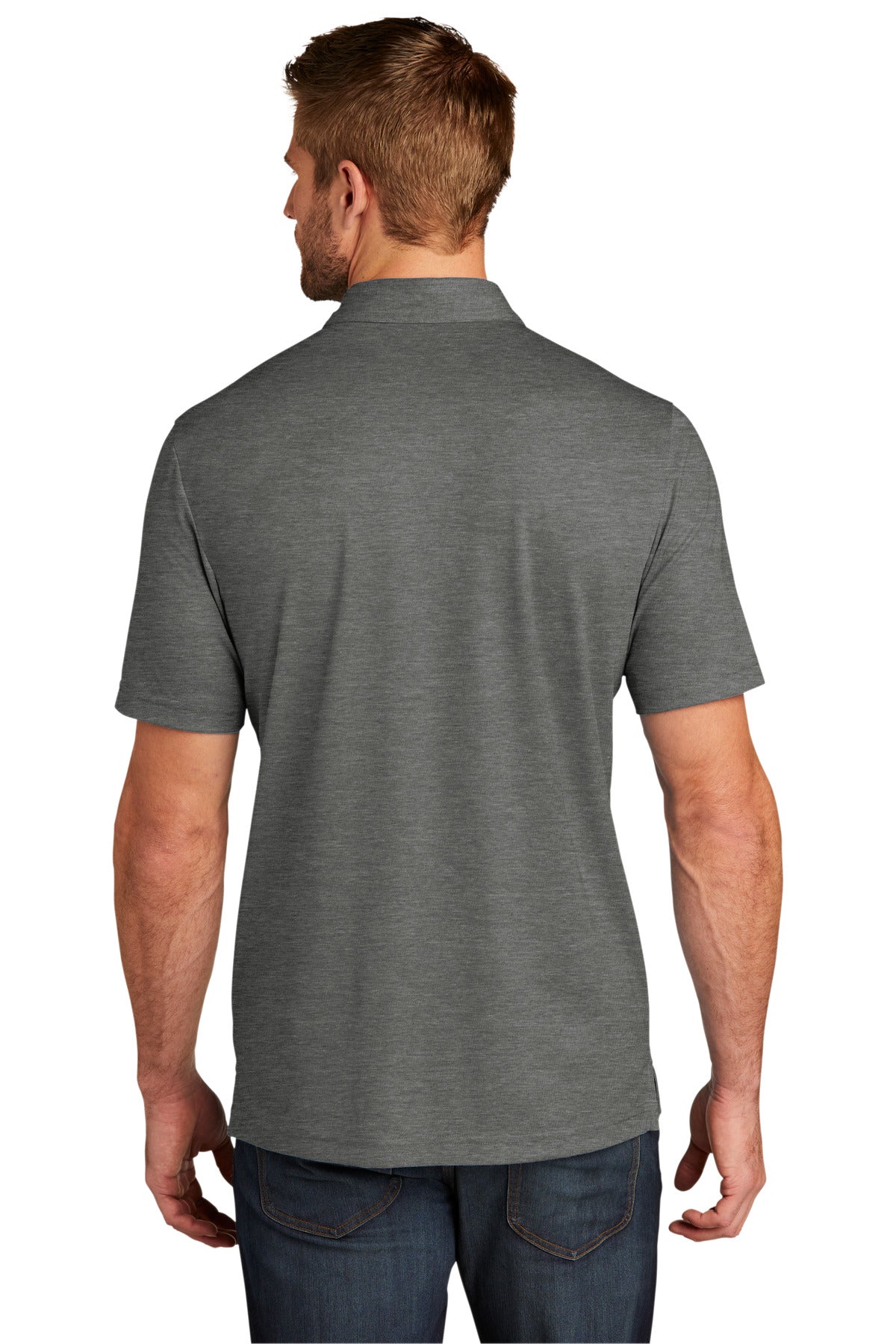 Custom Embroidered TravisMathew Oceanside Heather Polo. TM1MU412,Quiet Shade Grey Heather