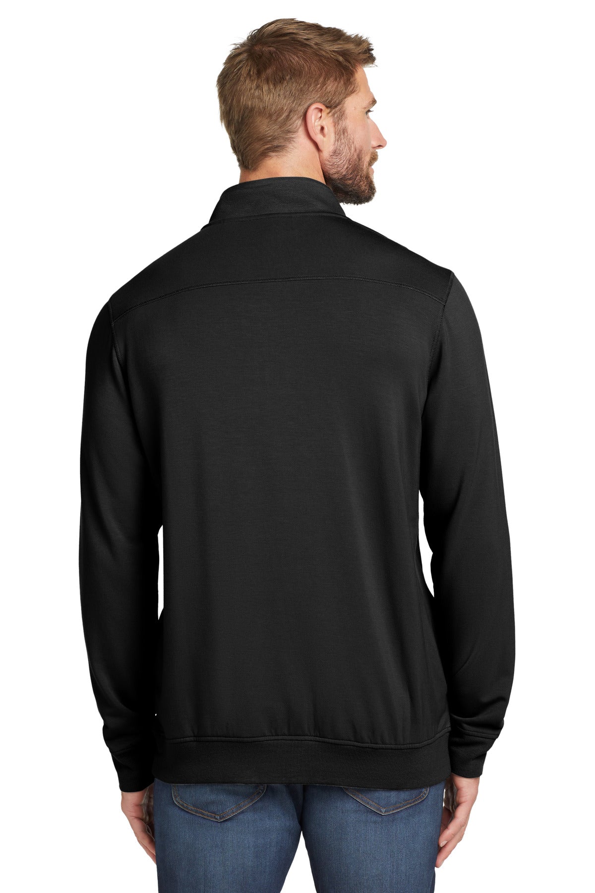 Custom Embroidered TravisMathew Newport 1/4-Zip Fleece. TM1MU419,Black