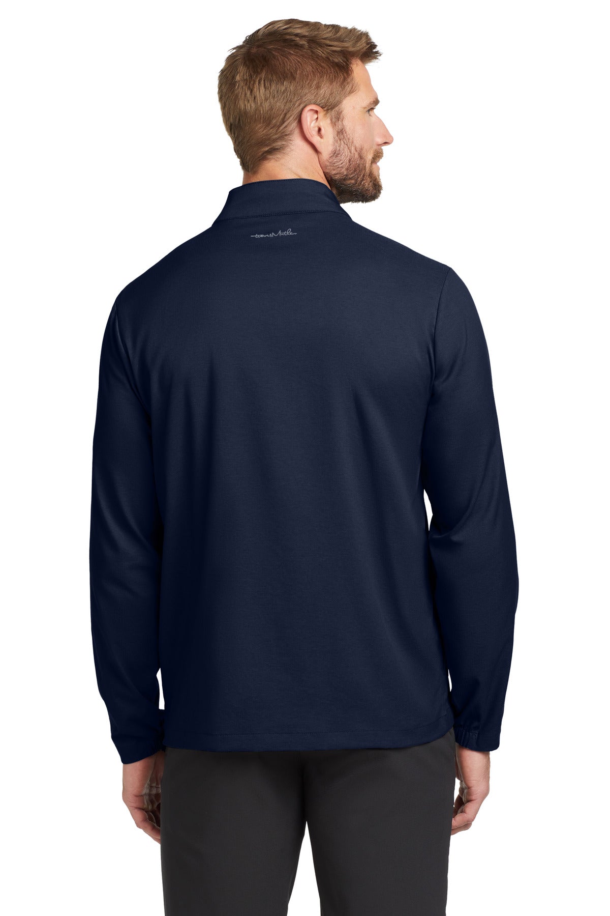 Custom Embroidered TravisMathew Surfside Full-Zip Jacket. TM1MU422,Vintage Indigo/ Black
