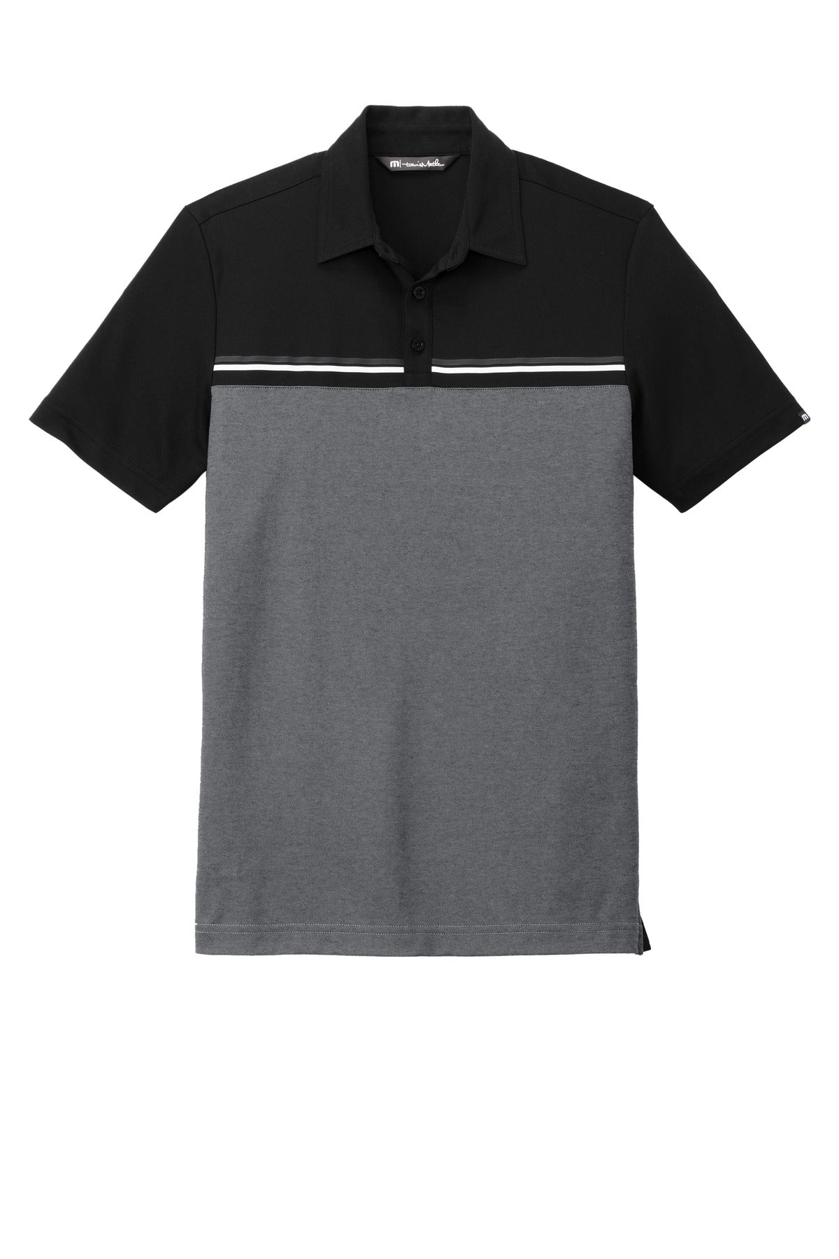 Custom Embroidered TravisMathew Polos/Knits in Black/ Dark Grey Heather