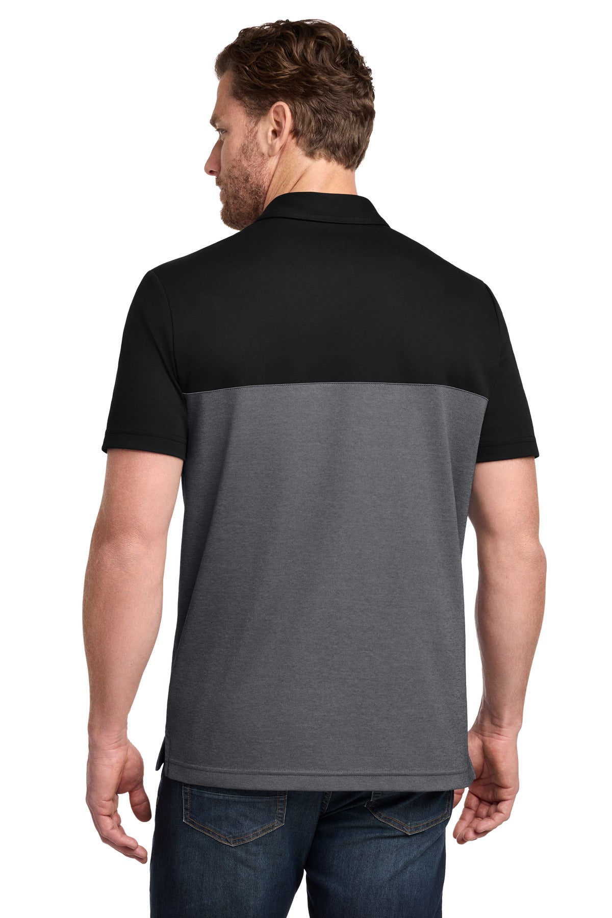 Custom Embroidered TravisMathew Polos/Knits in Black/ Dark Grey Heather