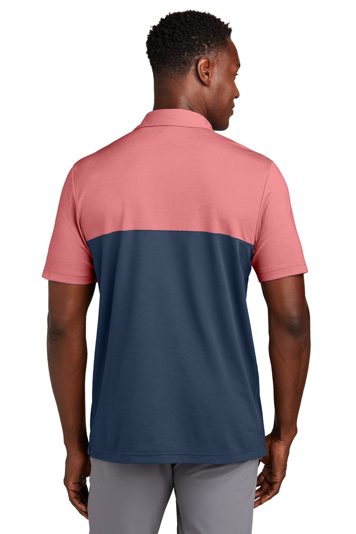 Custom Embroidered TravisMathew Sunset Blocked Polo TM1MY401,Cardinal Heather/ Blue Nights