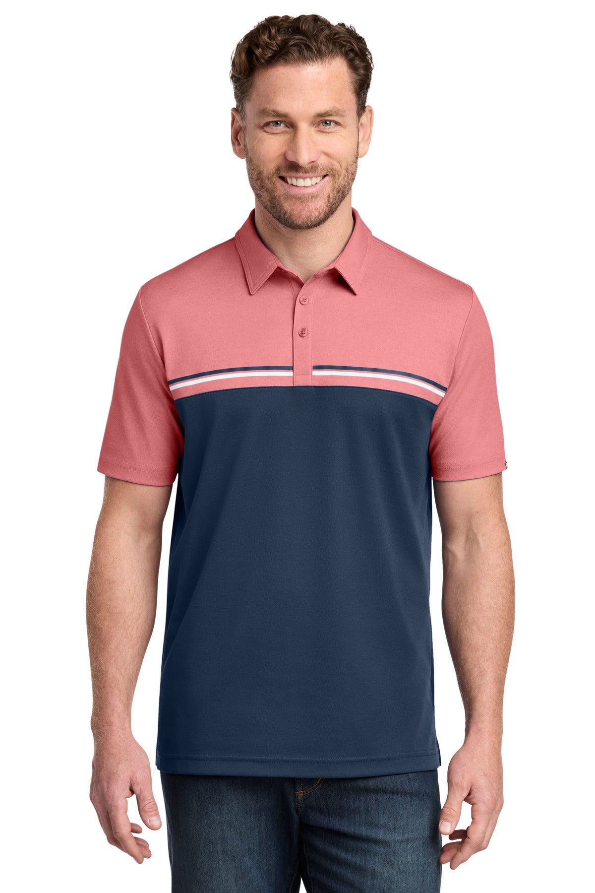 Custom Embroidered TravisMathew Polos/Knits in Cardinal Heather/ Blue Nights
