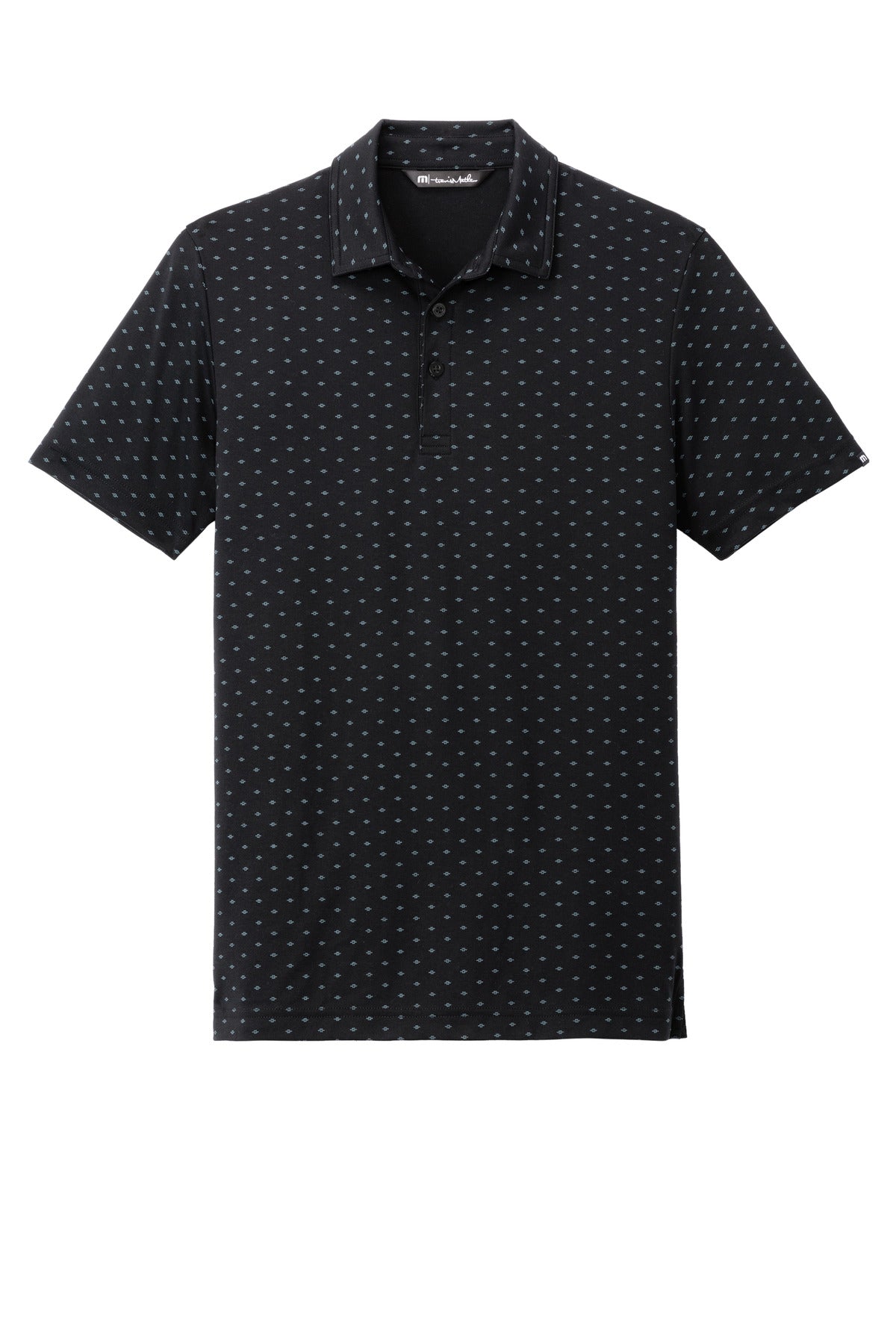 Custom Embroidered TravisMathew Polos/Knits in Black/ Aegean Blue