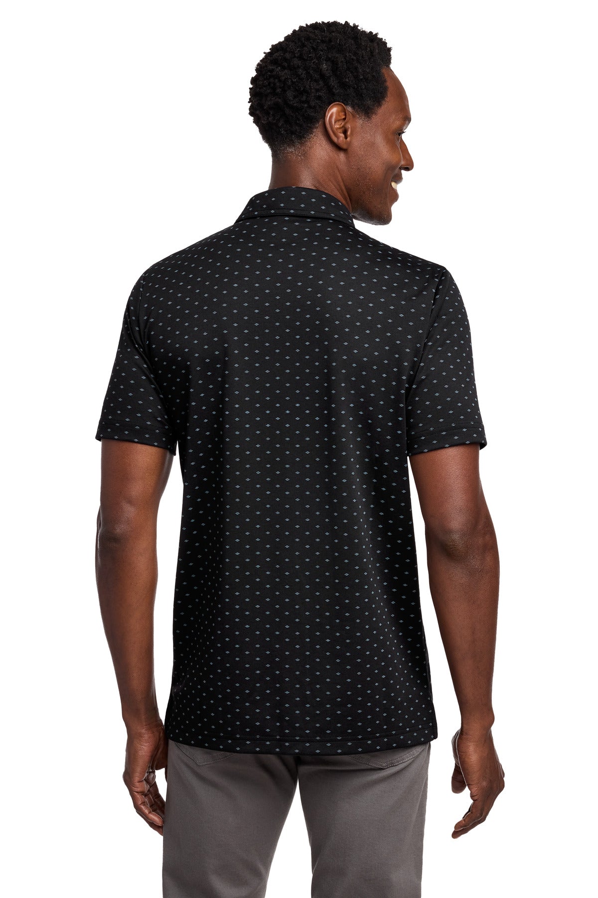 Custom Embroidered TravisMathew Polos/Knits in Black/ Aegean Blue