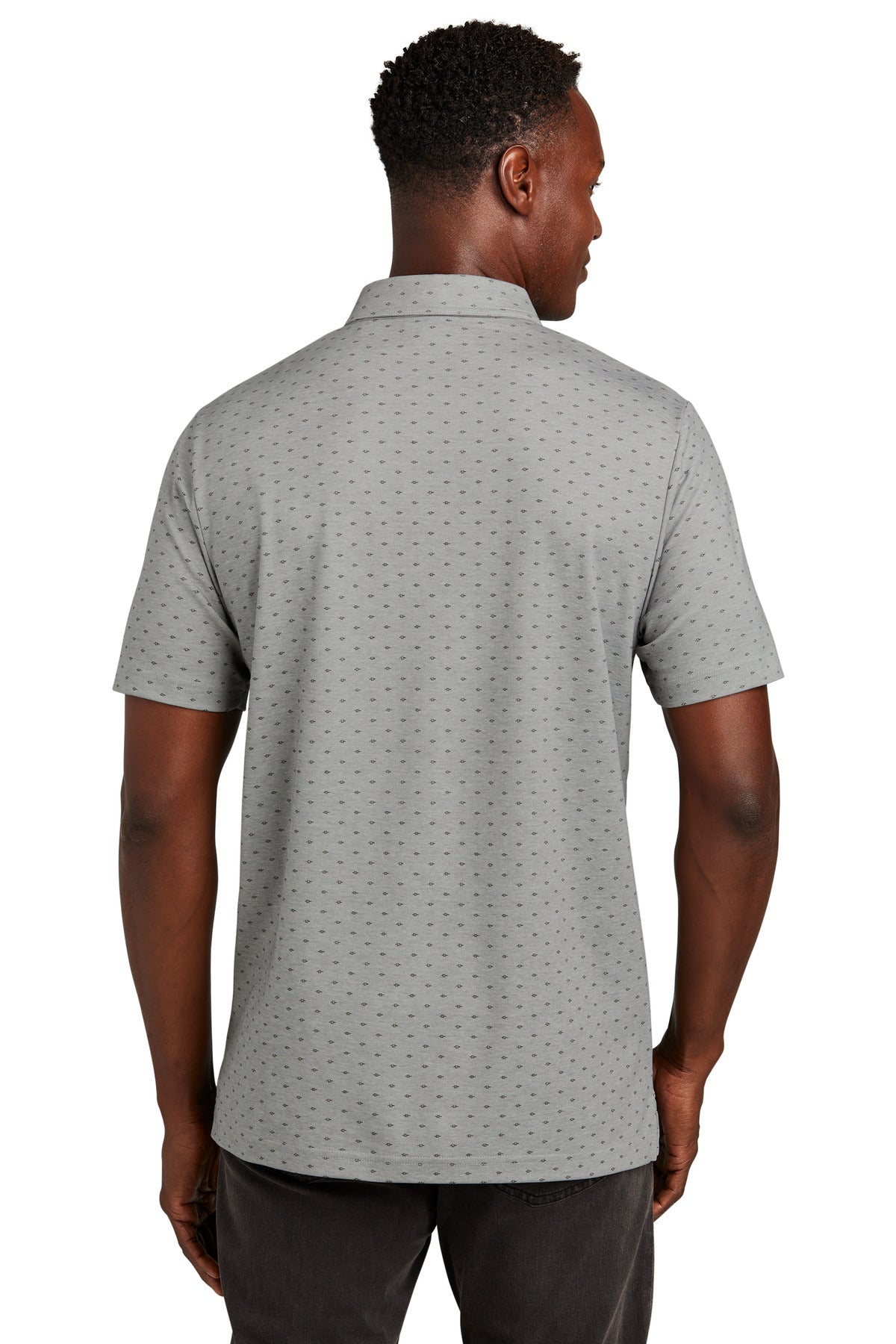 Custom Embroidered TravisMathew Oceanside Geo Polo TM1MY403,Quiet Shade Grey Heather/ Dark Grey