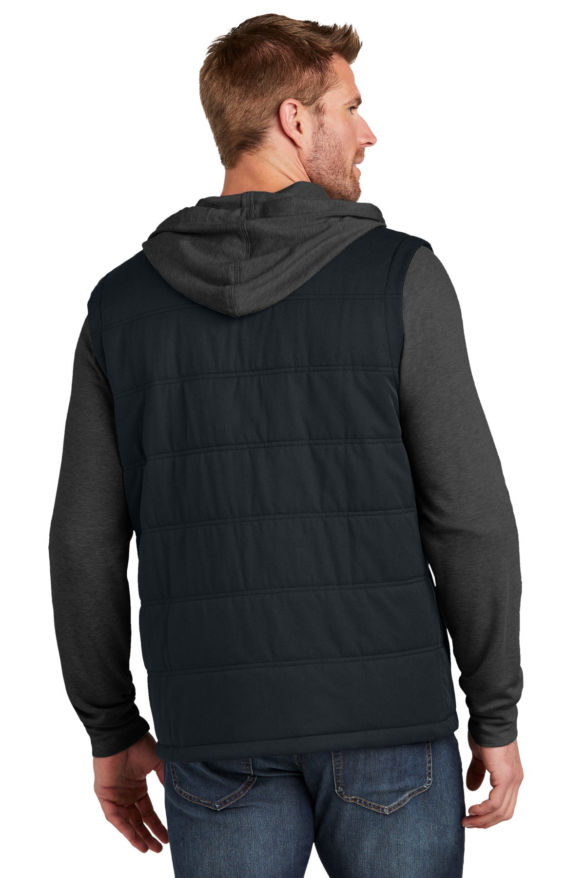 Custom Embroidered TravisMathew Tides Up Hooded Jacket TM1MZ336,Black/ Black Heather
