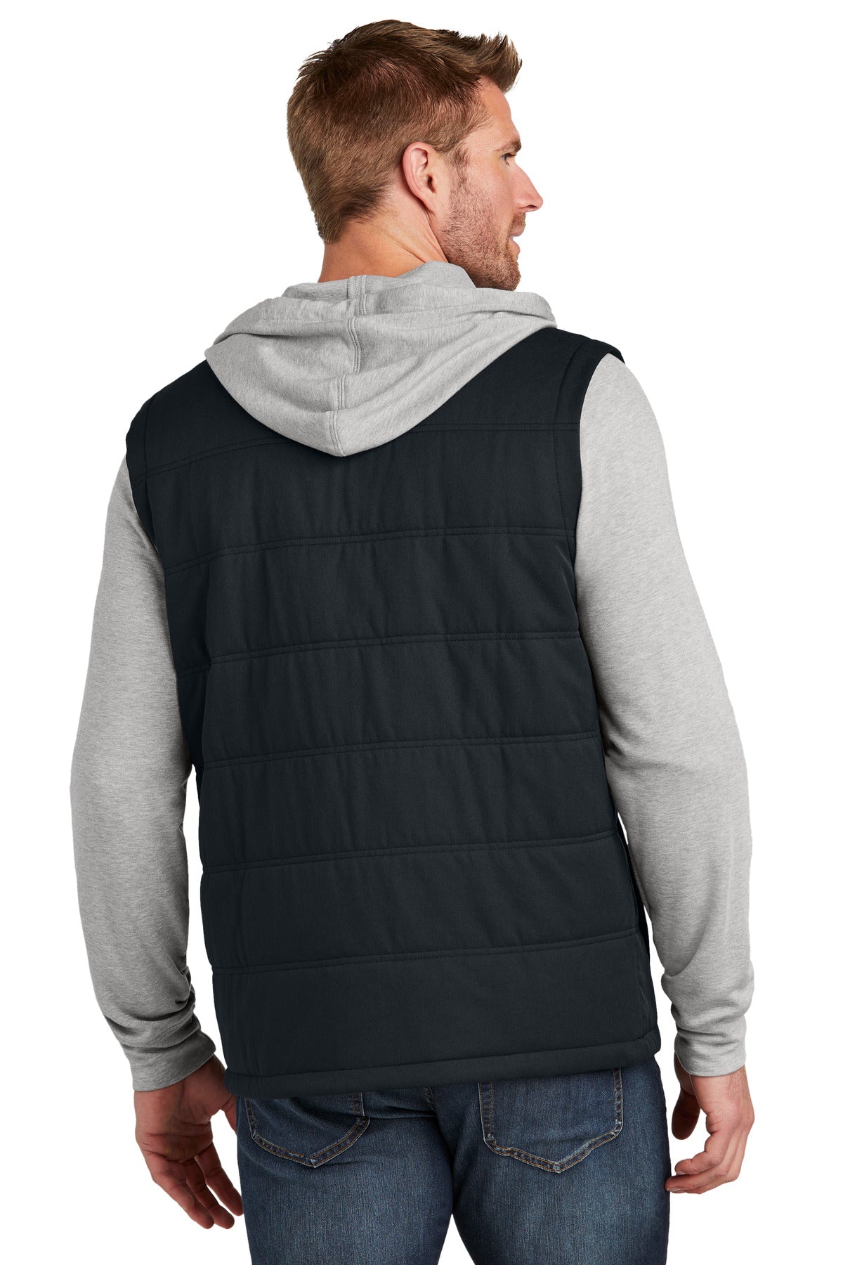 Custom Embroidered TravisMathew Tides Up Hooded Jacket TM1MZ336,Black/ Grey Heather
