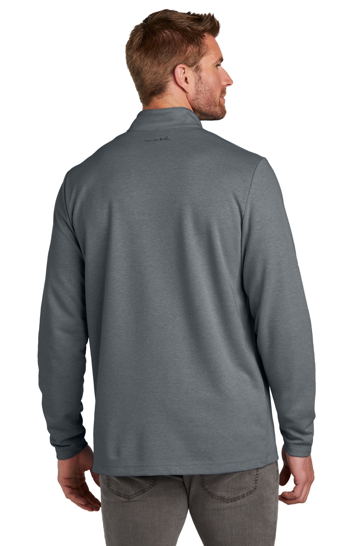 Custom Embroidered TravisMathew Coveside 1/4-Zip TM1MZ339,Dark Grey Heather
