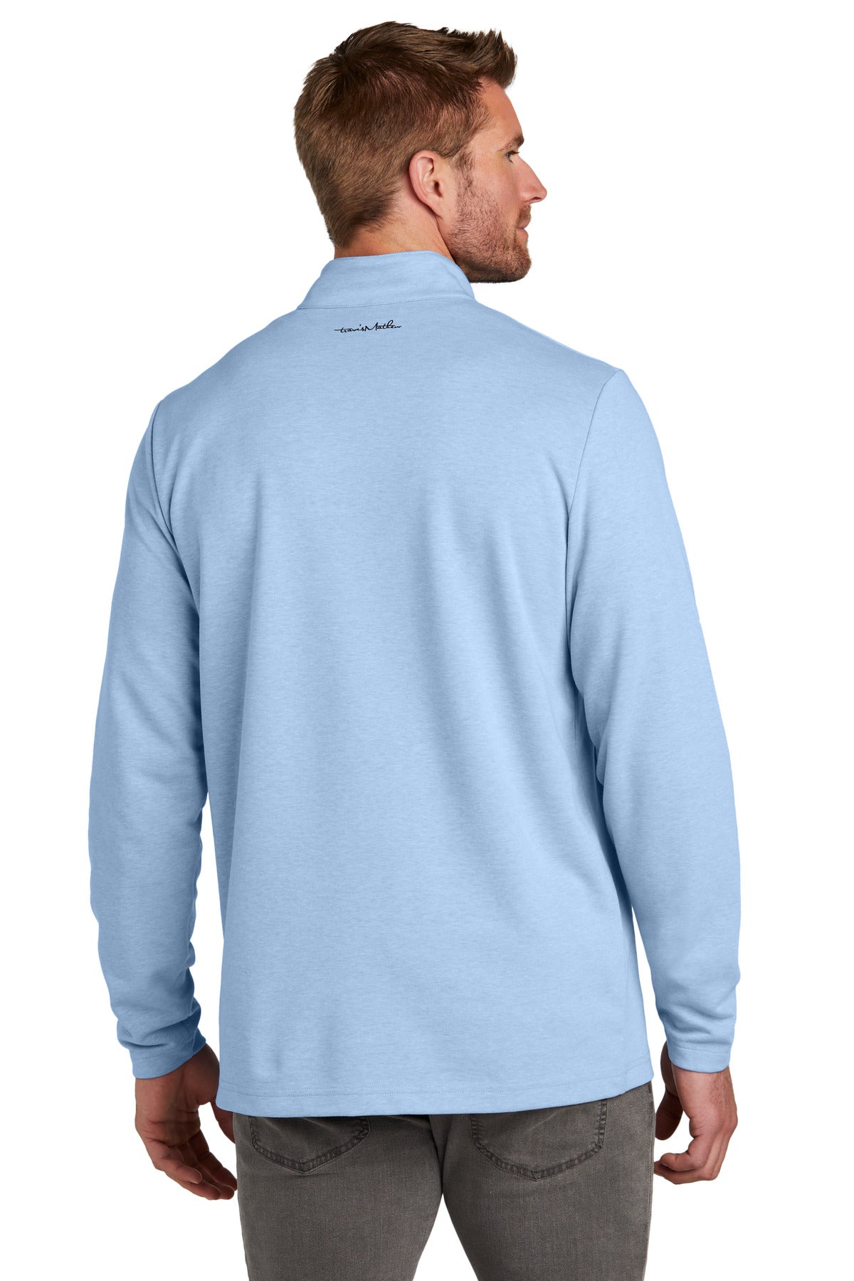 Custom Embroidered TravisMathew Coveside 1/4-Zip TM1MZ339,Light Blue Heather