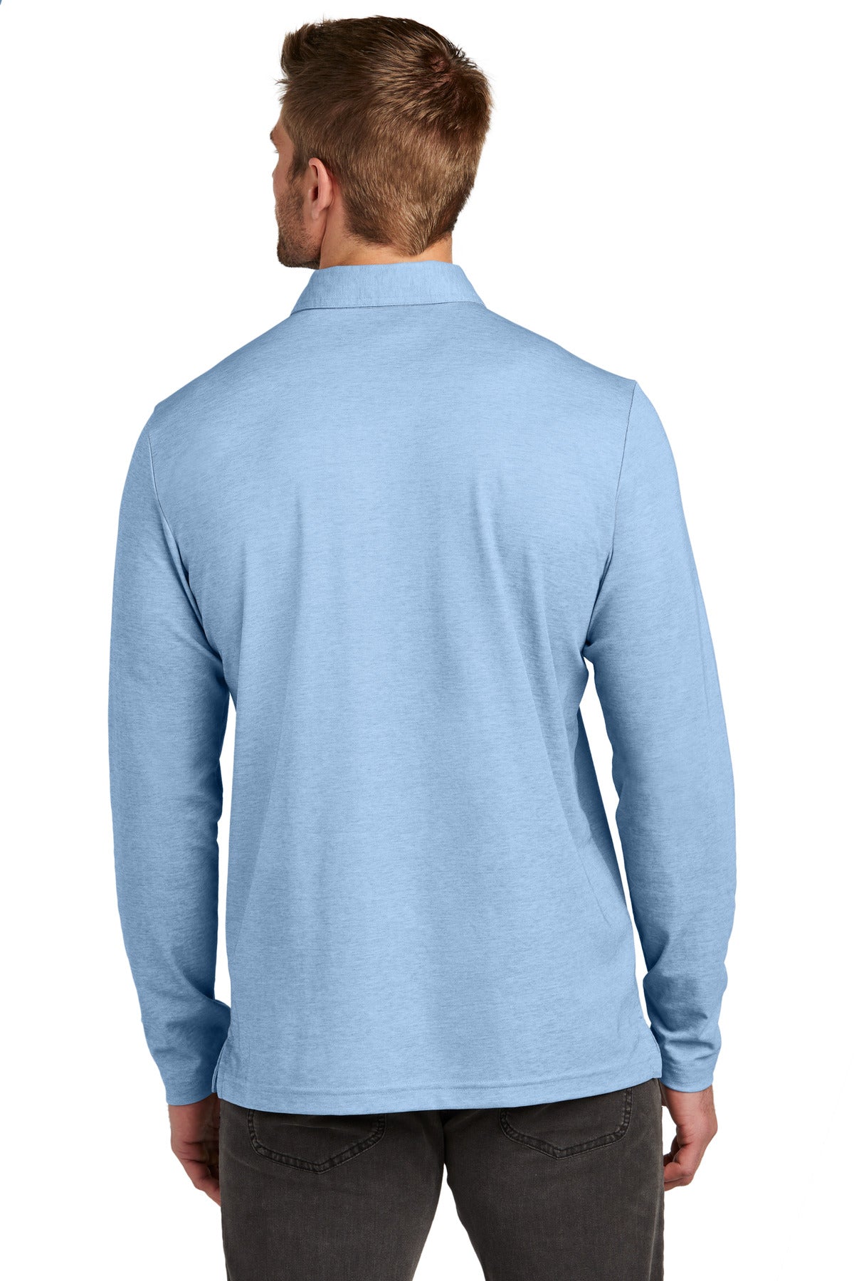Custom Embroidered TravisMathew Oceanside Heather Long Sleeve Polo TM1MZ343,Allure Heather