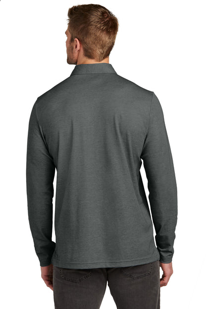 Custom Embroidered TravisMathew Oceanside Heather Long Sleeve Polo TM1MZ343,Black Heather