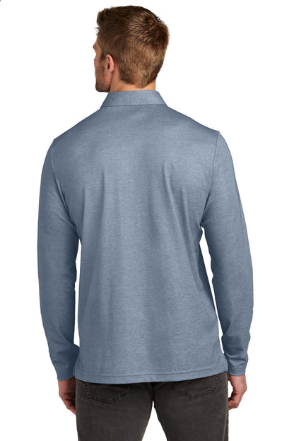 Custom Embroidered TravisMathew Oceanside Heather Long Sleeve Polo TM1MZ343,Blue Nights Heather
