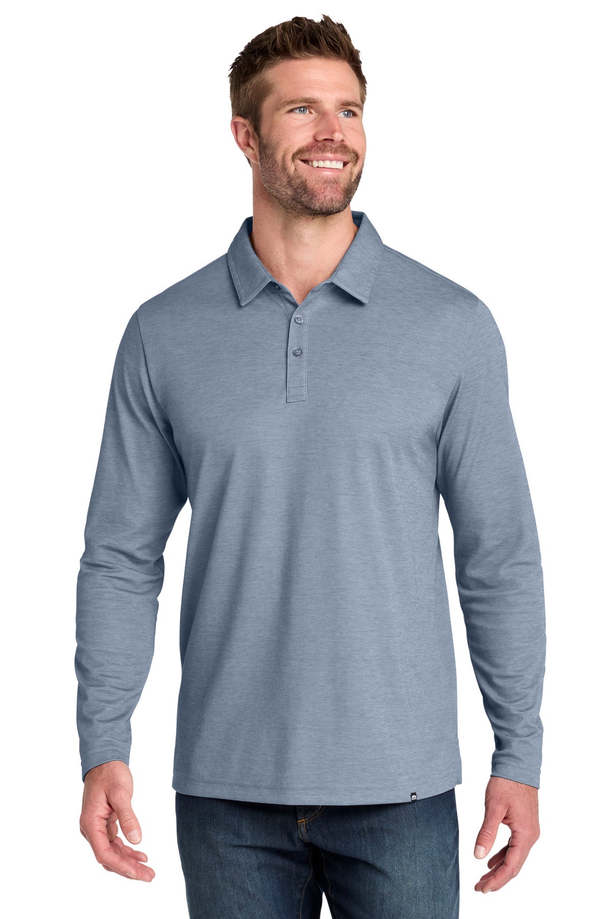 Custom Embroidered TravisMathew Polos/Knits in Blue Nights Heather