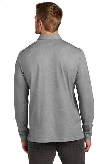 Custom Embroidered TravisMathew Oceanside Heather Long Sleeve Polo TM1MZ343,Quiet Shade Grey Heather