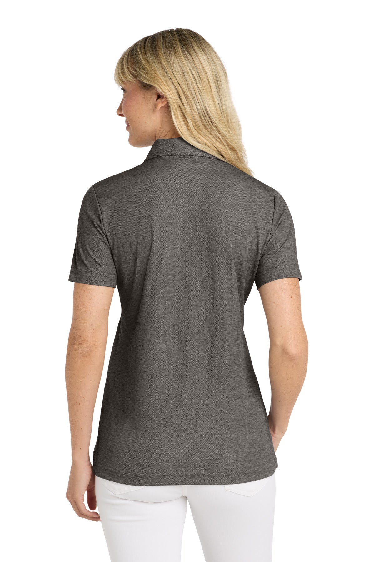 Custom Embroidered TravisMathew Women's Oceanside Heather Polo TM1WW002,Black Heather