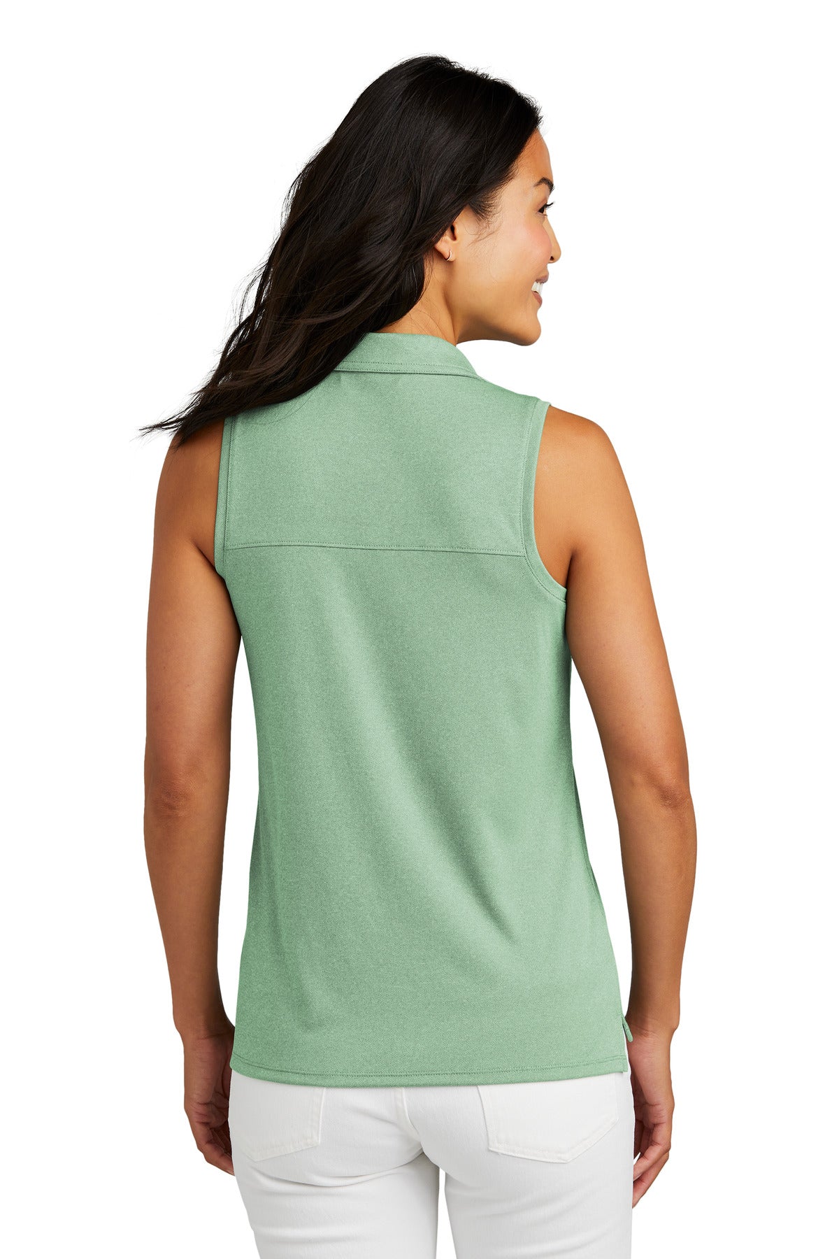Custom Embroidered TravisMathew Women's Coto Performance Sleeveless Polo TM1WX001,Beryl Green Heather