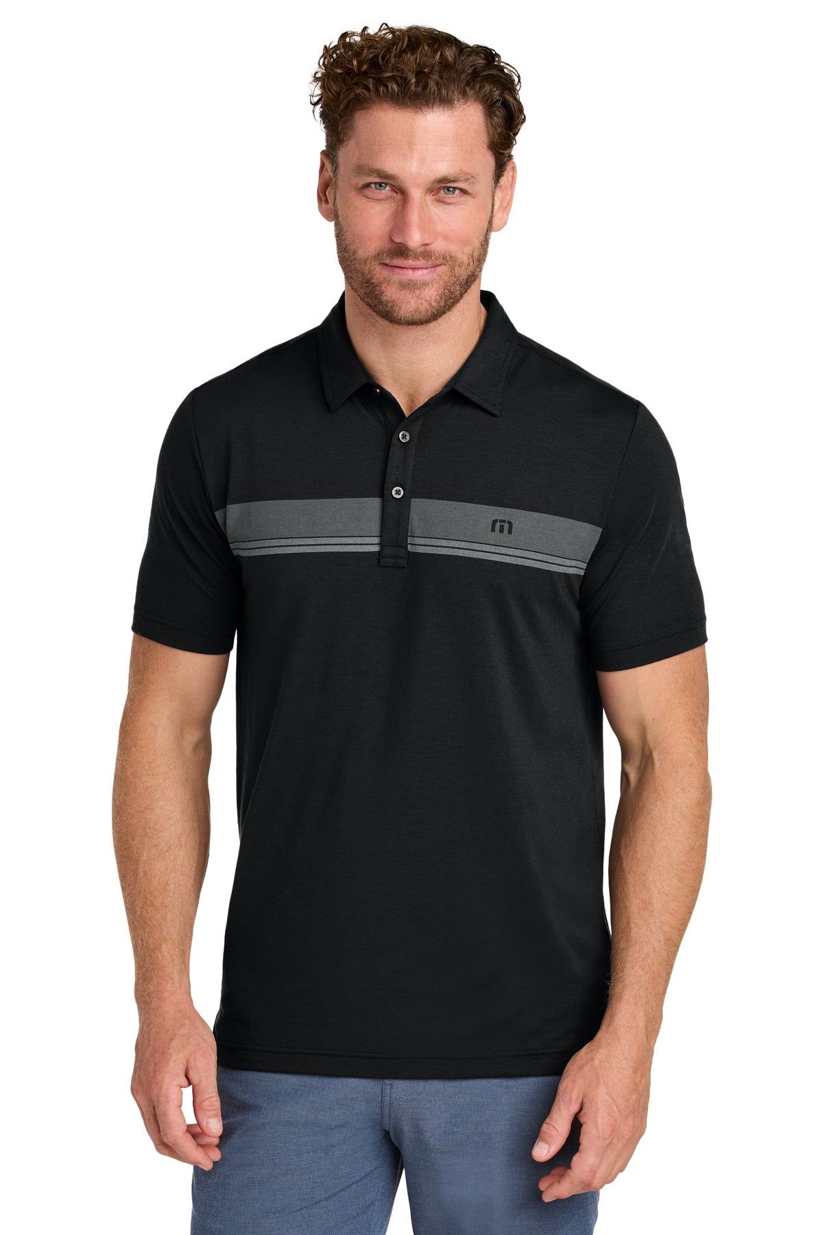 Custom Embroidered TravisMathew Polos/Knits in Black