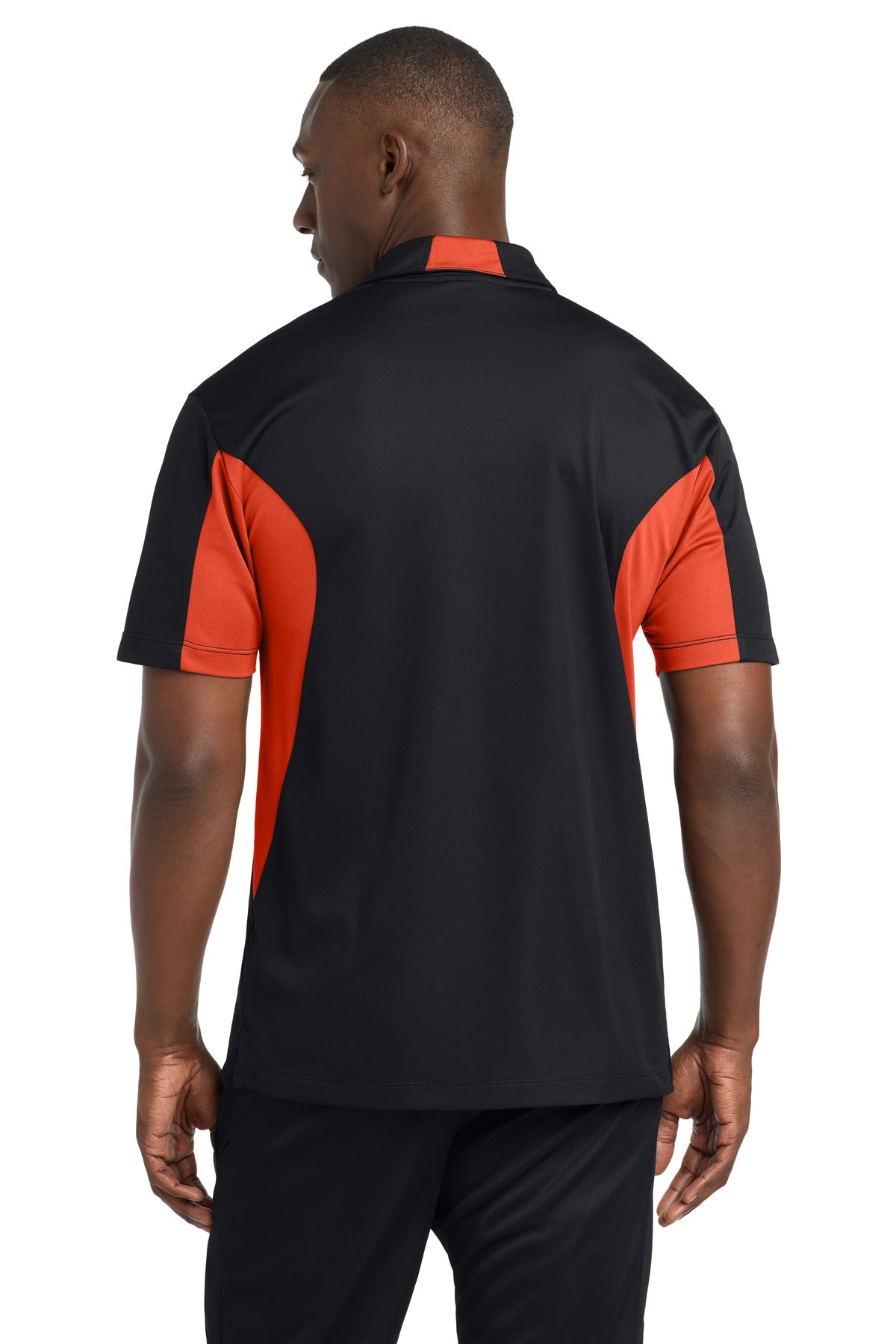 Custom Embroidered Sport-Tek Polos/Knits in Black/ Deep Orange